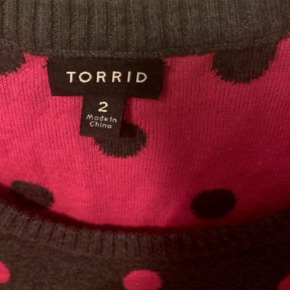 Torrid Sz 2 POLKA DOT STRIPED SWEATER - Picture 3 of 4